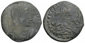 Roman Imperial
Constantius II. A.D. 337-361. Æ centenionalis Antioch, A.D. 348-350. 5.4gr 22.5mm
D N CONSTAN-TIVS P F AVG, diademed, draped and cuiras...