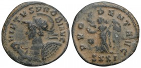 Roman Imperial
PROBUS (176-182). Antoninianus. Ticinum. 3.1gr 22.5mm
Obv: VIRTVS PROBI AVG. Helmeted and cuirassed bust left, holding spear over shoul...