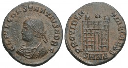 Roman Imperial
Constantius II (Caesar, 324-337). Æ Follis. Nicomedia, 328-9. 3.3gr 18.6mm
Laureate, draped and cuirassed bust l. R/ Camp gate with two...