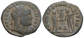 Roman Imperial 
Maximianus, 285 - 305 AD AE Radiate, Cyzicus Mint 3.4gr 22mm
Obverse: IMP C M A MAXIMIANVS P F AVG, Radiate, draped and cuirassed bust...