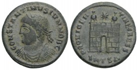 Roman Imperial
CONSTANTINE II. Follis. 326-328 AD Thessalonica. 3.5gr 19.2mm
Laureate bust with breastplate on the l.. FL IVL CONSTANTINVS NOB C. R / ...