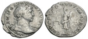 Roman Imperial
Trajan AD 98-117. Rome Denarius AR 3.1gr 20mm
IMP TRAIANO AVG GER DAC P M TR P, Laureate bust right, with slight drapery / COS V P P SP...