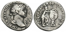 Roman Imperial Coins 
Trajan - Victory Inscribing Shield Denarius 111 AD. Rome mint. 2.8gr 19mm
Obv: IMP TRAIANO AVG GER DAC PM TRP legend with laurea...