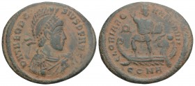 Roman Imperial
Theodosius I. A.D. 379-395. AE majorina Constantinople mint, Struck A.D. 383-386. 4.8gr 25.9mm
D N THEODO-SIVS P F AVG, helmeted and cu...