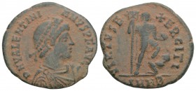 Roman Imperial Valentinian II Æ. Heraclea, AD 383-388. 4.2gr 23.3mm
D N VALENTINIANVS PF AVG, pearl-diademed, draped and cuirassed bust right / VIRTVS...