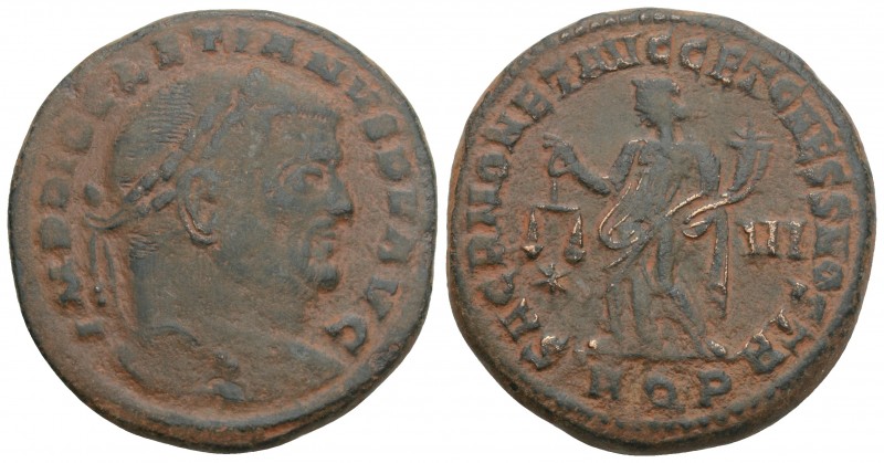 Roman Imperial 
Diocletian Æ Nummus. Aquileia, AD 301. 11.1gr 27.7mm