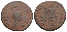 Roman Imperial
Arcadius. A.D. 383-408. AE 2 majorina Constantinople mint 5.5gr 22.7mm
 D N ARCAD-IVS P F AVG, pearl-diademed, draped and cuirassed bus...