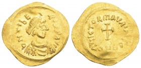 Byzantine Coins 
MAURICE TIBERIUS (582-602). Tremissis. Constantinople. 1.45gr. 18.1mm
Obv: δ N TIЬЄRI P P AVG. Diademed, draped and cuirassed bust ri...