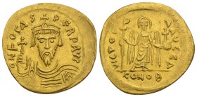 Byzantine
Focas. 602-610 AD. Solidus, . Constantinople, c. 603 AD. 4.5gr 21.7mm
Obv: O N FOCAS - PERP AVG Draped and cuirassed bust facing, wearing cr...
