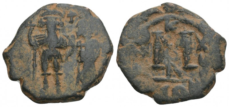 Byzantine 
Heraclius with Heraclius Constantine AD 610-641. Constantinople AE 3....