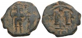 Byzantine 
Heraclius with Heraclius Constantine AD 610-641. Constantinople AE 3.5gr 20.5mm