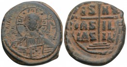 Byzantine 
Anonymous Folles. temp. Romanus III, 1028-1034. Æ Follis Constantinople mint. 17.8gr 31mm
Facing bust of Christ Pantokrator / Large cross p...