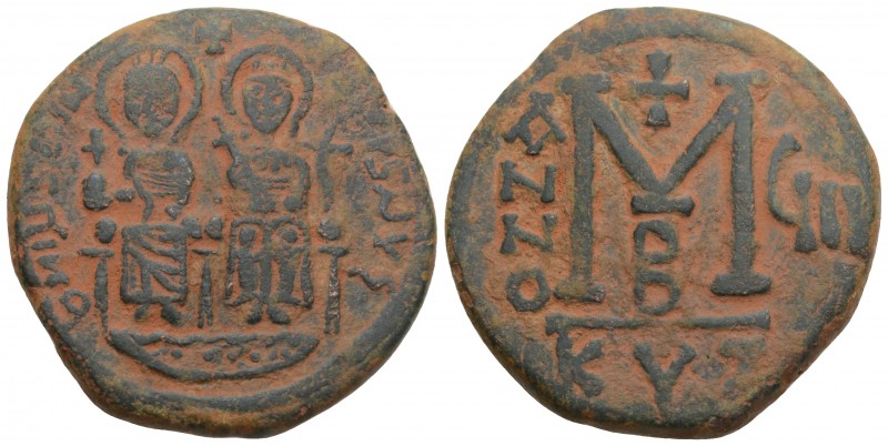 Byzantine 
Justin II and Sophia AD 565-578. Cyzicus Follis or 40 Nummi Æ 14.5gr ...