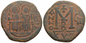 Byzantine 
Justin II and Sophia AD 565-578. Cyzicus Follis or 40 Nummi Æ 14.5gr 30.8mm