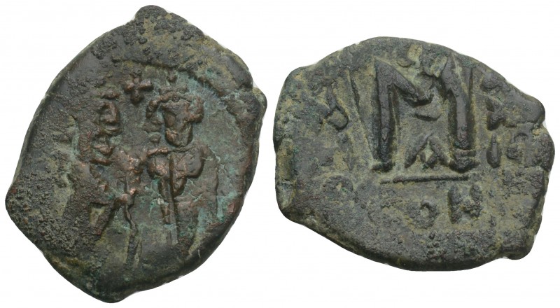 Byzantine 
Heraclius with Heraclius Constantine AD 610-641. Constantinople AE 8g...