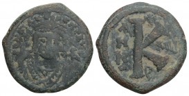 Byzantine
Maurice Tiberius AD 582-602. Theoupolis (Antioch) 5.5gr. 22.2mm
Half Follis or 20 Nummi Æ