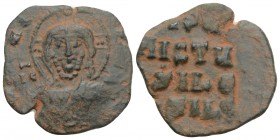Byzantine 
Basil II Bulgaroktonos and Constantine VIII, joint reign. 976-1025. AE follis 3.8gr. 23.1mm
 Class A2 Anonymous Type. Constantinople mint.