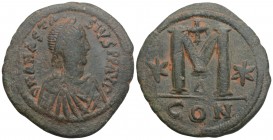Byzantine 
Anastasius I AD 491-518. Constantinople Follis or 40 Nummi Æ 18gr. 36.8mm
D N ANASTA-SIVS P P AVG, diademed, draped, and cuirassed bust rig...
