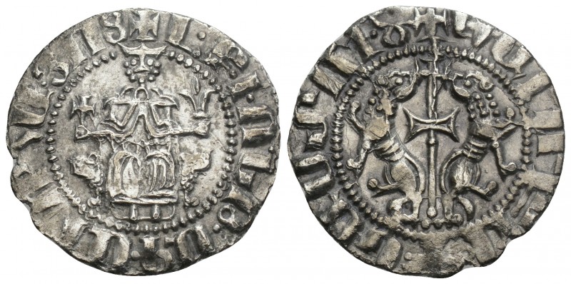 ARMENIA, Cilician Armenia. Royal . Levon. 1308-1320. AR Tram 2.7gr 22.3mm
Coron...