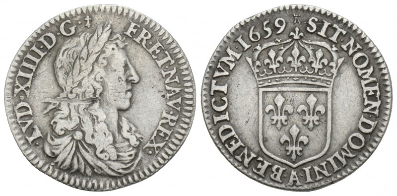 World Coins 
France. Limoges. Louis XIV AD 1643-1715. 1/12 Ecu AR 1659 2.3gr 21m...