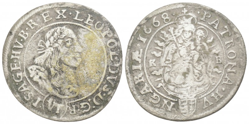 HOLY ROMAN EMPIRE. Leopold I (1657-1705). (1668-KB). Kremnitz. 3gr 26.4mm
 Obv: ...