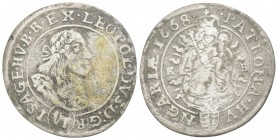 HOLY ROMAN EMPIRE. Leopold I (1657-1705). (1668-KB). Kremnitz. 3gr 26.4mm
 Obv: LEOPOLD D G R S A G H B REX (on banner). Draped and armored bust right...
