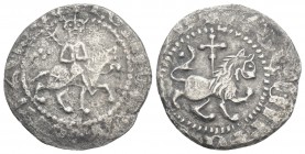 Medieval World 
Cilician Armenia. Levon III. 1301-1307. 1.9gr 19.1mm
Levon III crowned, riding on horseback to right, holding sceptre ending in cross,...