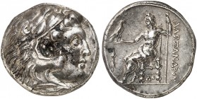 GRIECHISCHE MÜNZEN. KÖNIGREICH MAKEDONIEN. Alexander III., "der Große", 336 - 323 v. Chr. 
Tetradrachme, Peloponnes, unbek. Mzst. Herakleskopf / Thro...