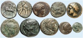 GRIECHISCHE MÜNZEN. KÖNIGREICH MAKEDONIEN. Lot. 
Lot von 45 Stück: Bronzen. Amyntas III., Perdikkas III. (3x), Philippos II. (9x), Alexander III. (6x...