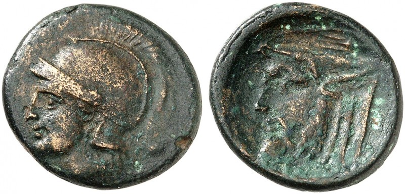 GRIECHISCHE MÜNZEN. AKARNANIEN. Bundesprägung. 
Bronze, 3. Jhdt. v. Chr. Athena...