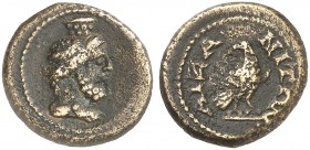 GRIECHISCHE MÜNZEN. PHRYGIEN. - Aizanis. 
Bronze, Mitte 3. Jhdt. v. Chr. Sarapisbüste / Adler. SNG v. Aul. 3341; GIC - 3,33 g ss