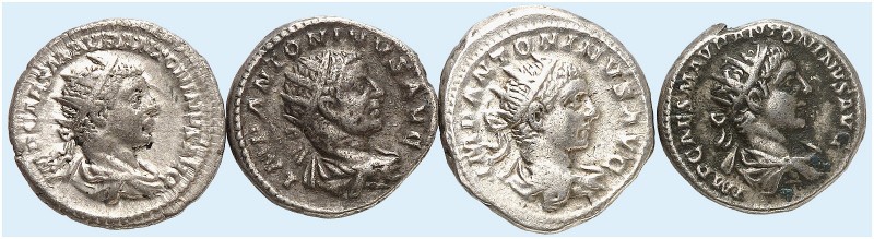 RÖMISCHE MÜNZEN. RÖMISCHE KAISERZEIT. Elagabalus, 218 - 222. 
Lot von 4 Stück: ...