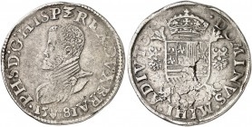 EUROPA. - BRABANT. Philipp II. von Spanien, 1555-1598. 
Écu Philippe 1581, Antwerpen. Dav. 8634, Delm. 17a R ! ss
