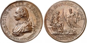 EUROPA. ENGLAND. George II., 1727-1760. 
Bronzemedaille 1750 (von J. Kirk, 36,4 mm), auf die Freie Britische Fischereigesellschaft. Brustbild n. link...