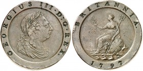 EUROPA. ENGLAND. George III., 1760-1820. 
2 Pence 1797, "Cartwheel". S. 3776 kl. Rdf., ss - vz