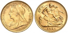 EUROPA. ENGLAND. Victoria, 1837-1901. 
1/2 Sovereign 1901. Friedb. 397, S. 3878, Schlumb. 448 Gold min. Rdf., f. St