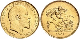 EUROPA. ENGLAND. Edward VII., 1901-1910. 
5 Pounds 1902. Friedb. 398, S. 3965, Schlumb. 469 Gold min. Rdf., f. vz