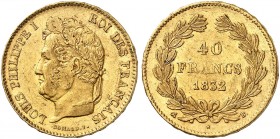 EUROPA. FRANKREICH. - Königreich. Louis Philippe I., 1830-1848. 
40 Francs à la tête laurée 1832, B - Rouen. Friedb. 558 Gad. 1106, Schlumb. 209 Gold...