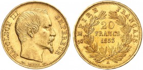 EUROPA. FRANKREICH. - Königreich. Napoléon III., 1852-1870. 
20 Francs à la tête nue 1853, A - Paris. Friedb. 573, Gad. 1061, Schlumb. 278 Gold f. vz...