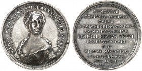 EUROPA. - STRASBOURG. - Stadt. 
Silbermedaille 1750 (unsigniert, 44,4 mm), auf den Tod von Madeleine Spielmann. Brustbild n. halblinks / Schrift. E. ...