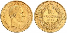 EUROPA. GRIECHENLAND. Georg I., 1863-1913. 
10 Drachmen 1876, Paris. Friedb. 16, Divo 48, Schlumb. 7 Gold ss