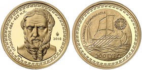 EUROPA. GRIECHENLAND. - Republik seit 1974. 
200 Euro 2018, Herodot. Gold in Originaletui mit Zertifikat, PP