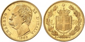 EUROPA. ITALIEN. - Königreich. Umberto I., 1878-1900. 
50 Lire 1888, Rom. Friedb. 19, Pagani 573, Schlumb. 61 Gold, RR ! vz - St