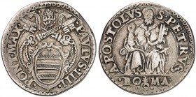 EUROPA. - VATIKAN. Paul IV., 1555-1559. 
Testone o. J., Rom. Munt. 10 ss+ / ss