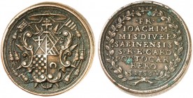 EUROPA. - VATIKAN. Sedisvakanz 1758. 
Bronzemedaille 1758 (unsigniert, 27,5 mm), auf Kardinal Gioacchino Ferdinando Portocarrero. Wappen / Schrift. S...