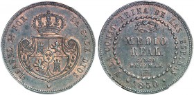 EUROPA. SPANIEN. - Königreich. Isabel II., 1833-1868. 
1/2 Real 1850, Segovia. C. C. 15215 PCGS MS 62 BN, vz - St
