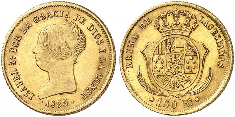 EUROPA. SPANIEN. - Königreich. Isabel II., 1833-1868. 
100 Reales 1855, Sevilla...