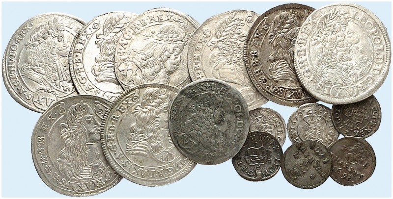 EUROPA. UNGARN. Leopold I., 1657-1705. 
Lot von 18 Stück: 3 Kreuzer 1665, 6 Kre...