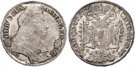 EUROPA. UNGARN. Karl VI., 1711-1740. 
Taler 1729, Kremnitz. Dav. 1059, Voglh. 260 / III, Her. 443, Huszár 1604 Hksp., Felder geglättet, ss - vz