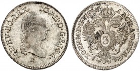 EUROPA. UNGARN. Joseph II., 1765-1790. 
3 Kreuzer 1788, Kremnitz. Her. 345, Huszár 1891 min. justiert, vz - St